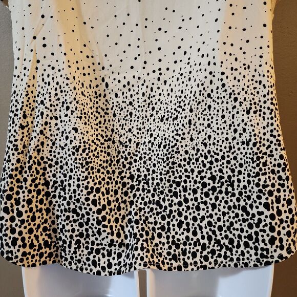 Merona Womens Pullover Blouse Size M Ivory Black Sequined Keyhole Lined Top - Picture 9 of 9